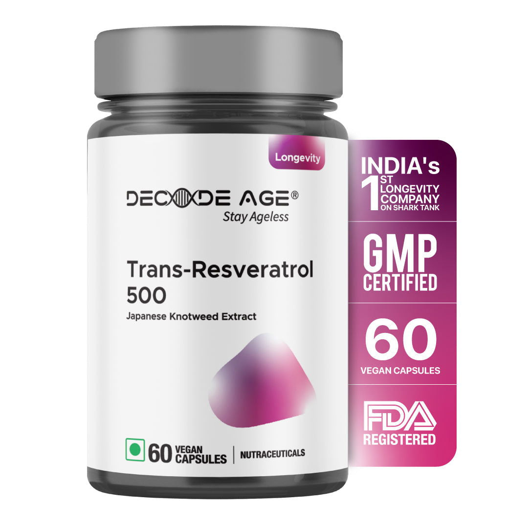 Trans Resveratrol 500mg | 99% Pure Japanese Knotweed Extract | 60 Capsule - Decode Age