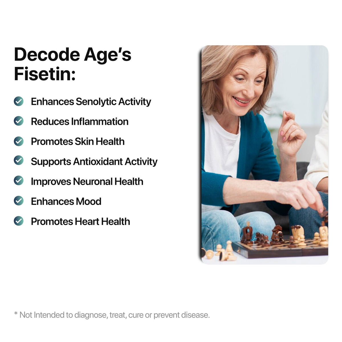 Fisetin Supplement 100 mg | Rejuvenate Cells and Reduce Inflammation | 30 capsules - Decode Age
