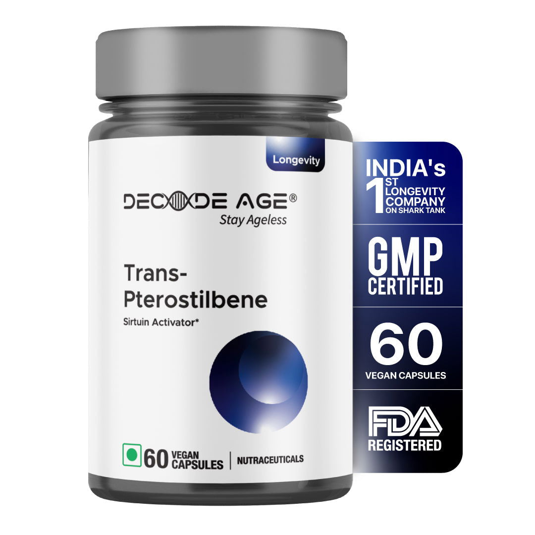 Trans-Pterostilbene 100mg | Potent Antioxidant | 60 Capsules - Decode Age