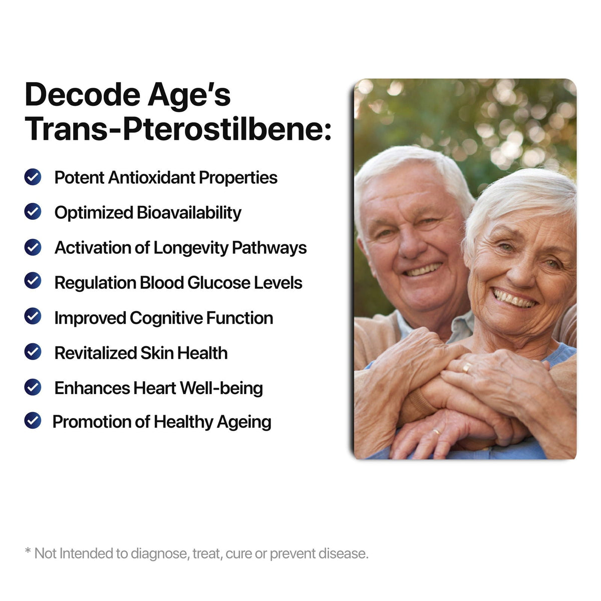 Trans-Pterostilbene 100mg | Potent Antioxidant | 60 Capsules - Decode Age